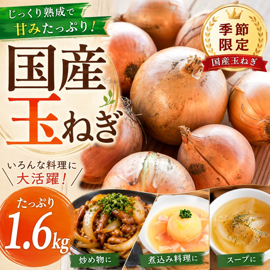 【規格外品】国産たまねぎ1.6kg（最低保証1.5kg）サイズランダム　玉葱 玉ねぎ タマネギ サラダ カレー 和食 野菜 惣菜 送料無料【カウシェファーム収穫対象商品】
