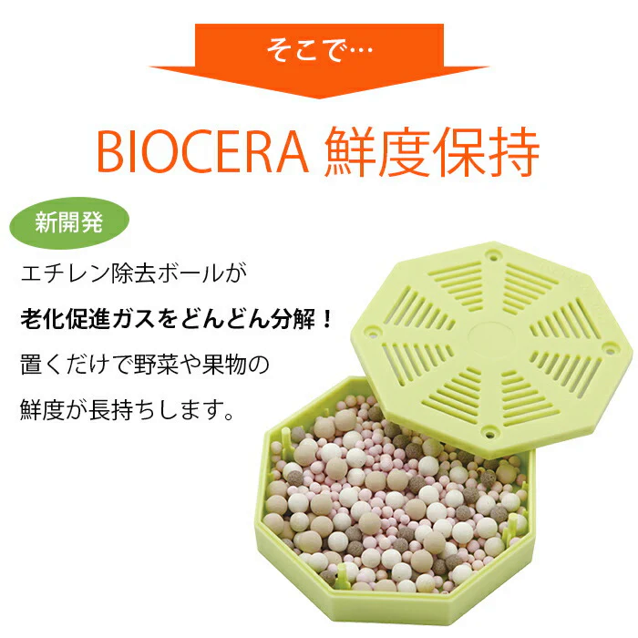 野菜長持ち BIOCERA 鮮度保持 鮮度長持ち 野菜保存 果物保存 繰り返し使える エコ 節約 食品ロスを減らす 冷蔵庫 野菜室