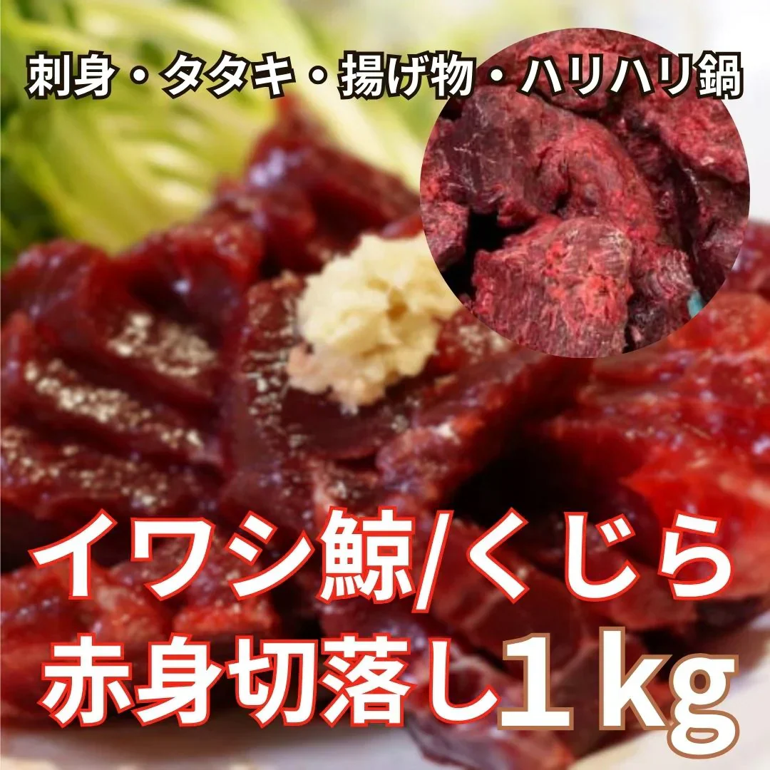イワシ鯨　赤肉切落し　1kg（刺身・たたき・ハリハリ鍋等）