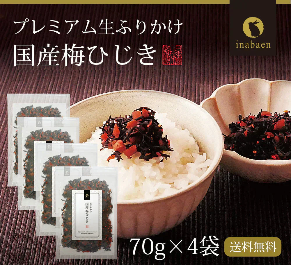 【4個セット】日本橋いなば園 国産梅ひじきふりかけ 70g ネコポス メール便送料無料
