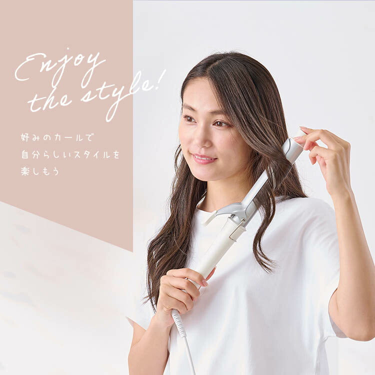 【カートアップNG】【直径32mm オフホワイト】ヘアアイロン カール カールアイロン 28mm 32mmコテ アイロン カール カールアイロン ミコラ 軽量 コンパクト 180℃ 海外対応 4段階温度調節 ヘアケア オフホワイト プレゼント ギフト MiCOLA アイリスオーヤマ HIR-MC101-W/102-W