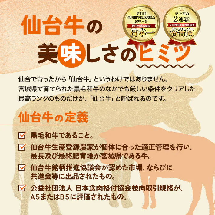 各100ｇ 3種 仙台牛 焼き肉 贅沢食べ比べセット BBQ a5 和牛
