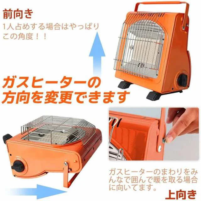 カセットガスストーブ ガスヒーター 1台2役 電源不要 速暖 持ち運び ブタンガス ボンベ式 キャンプヒーター 暖房ストーブ w452A(ブラック)