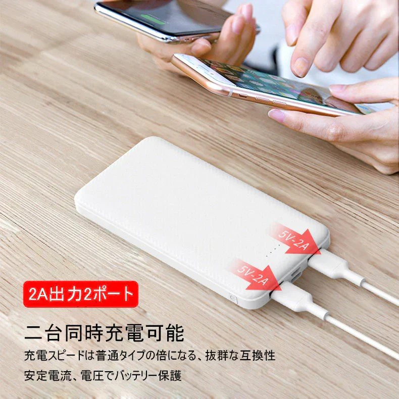 【2台同時充電可能！】モバイルバッテリー スマホ充電器 大容量 12000mAh 小型 急速充電器 PSE認証済 残量表示 2台同時充電 携帯充電器 iPhone/iPad/Android 各種対応 送料無料