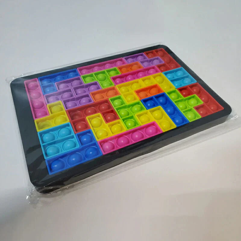プッシュポップ バブル パズル ブロック スクイーズ 知育玩具 テトリス シリコン プチプチ カラフル おもちゃ 人気 ゲーム 子供 大人 楽 プレゼント ご褒美 景品