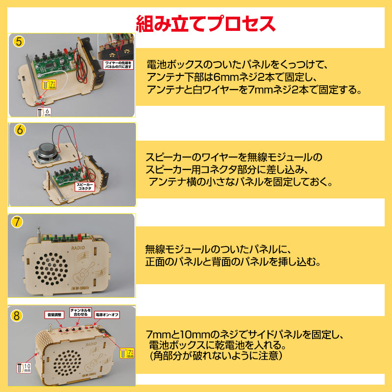 ラジオ 手作り工作 キット DIY 自作 図工 子供 小学生 教材 自由研究 夏休み 冬休み おもちゃ 技術 学習 授業 学校 無線 電波 アンテナ チャンネル