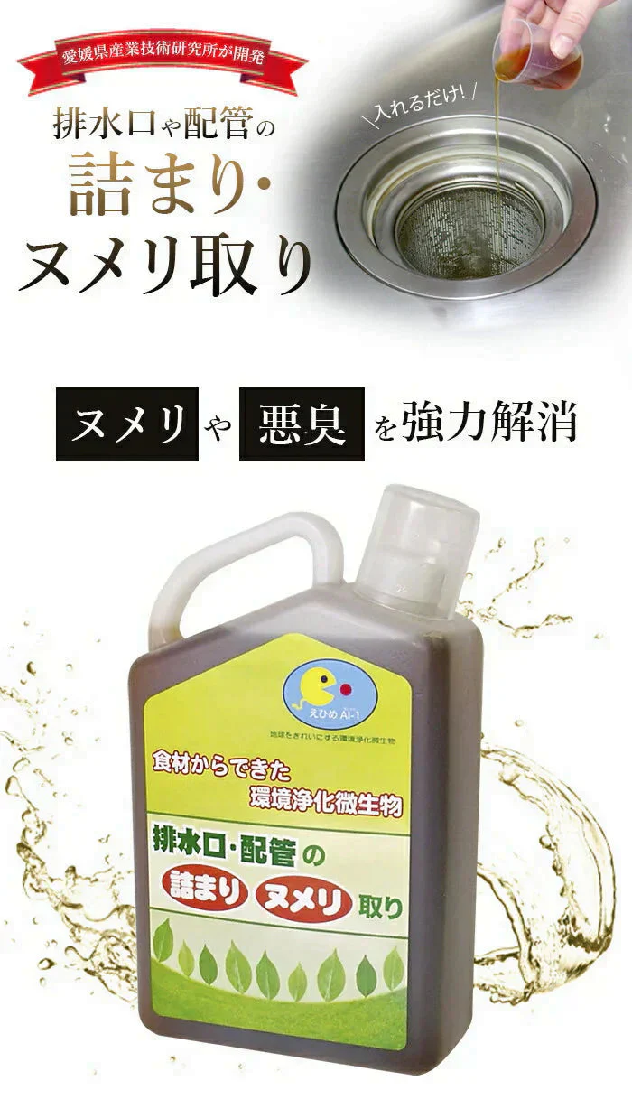 【ヌメリや悪臭を強力に解消】排水口 ヌメリ取り 洗剤 排水溝 排水管 パイプクリーナー パイプ洗浄剤 掃除 ニオイ 匂い対策 / えひめAI-1