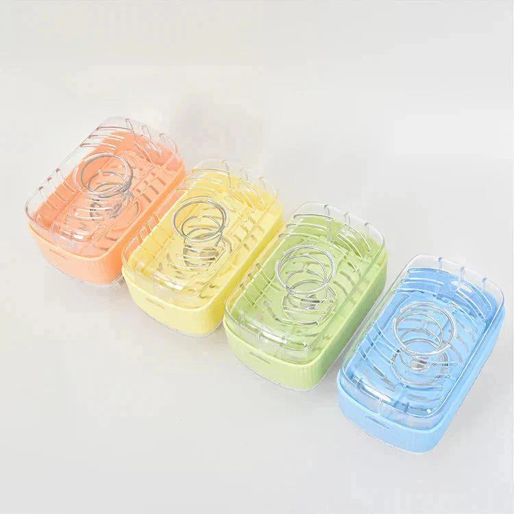 【グリーン】石鹸ケース ブラシ付き 泡立つ SNSで話題 バネ式 ブラシ付石けんケース