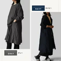 【イエロー】割烹着 2way エプロン あったか 暖かい 無地 可愛い おしゃれ ロング丈 前開き かっぽう着 ガウン 大きいサイズ 羽織り 長袖 大人 保育士 コットン 綿100%