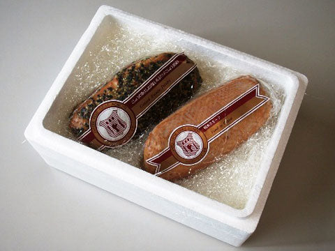 青森県名産品 バルバリー種　青森県産鴨ローススモークセット（ノーマル約250g、ブラックペッパー約250g）【お届け不可地域：沖縄・離島】