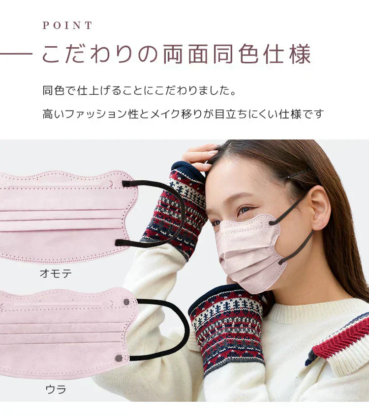 【やや小さめサイズ】【ピンクベージュ】【100枚セット】 4Dマスク お買い得　訳あり品　数量限定　カラーマスク 　ジュエルフラップマスク