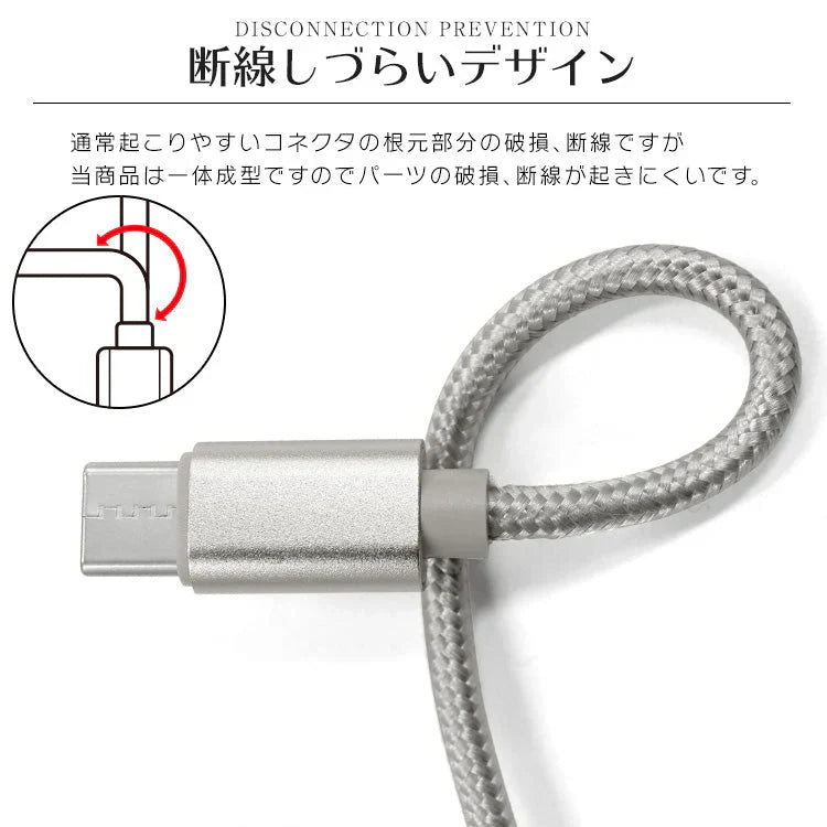 【3ｍ】【ネイビー】充電ケーブル type-c 1m 1.5m 2m 3m 0.25m 0.5m タイプC Type-C USB 充電コード 充電器 高速充電 android アンドロイド データ転送 iPhone 15 / iPad Pro / Xperia XZs / Xperia XZ / Xperia X compact / Nexus 6P / Nexus 5X 等