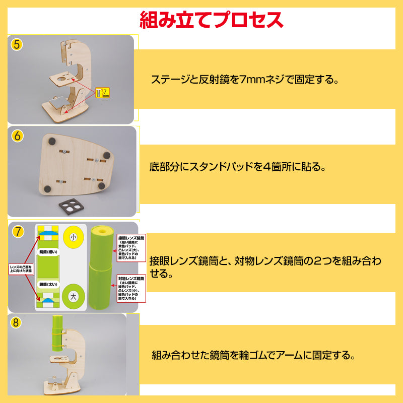 工作キット ミニ顕微鏡モデル DIYキット 組み立て簡単 親子で触れ合い 観察 子供 学習用 おもちゃ 自由研究 夏休み 科学 実験 理科 授業 小学生 教材 学校