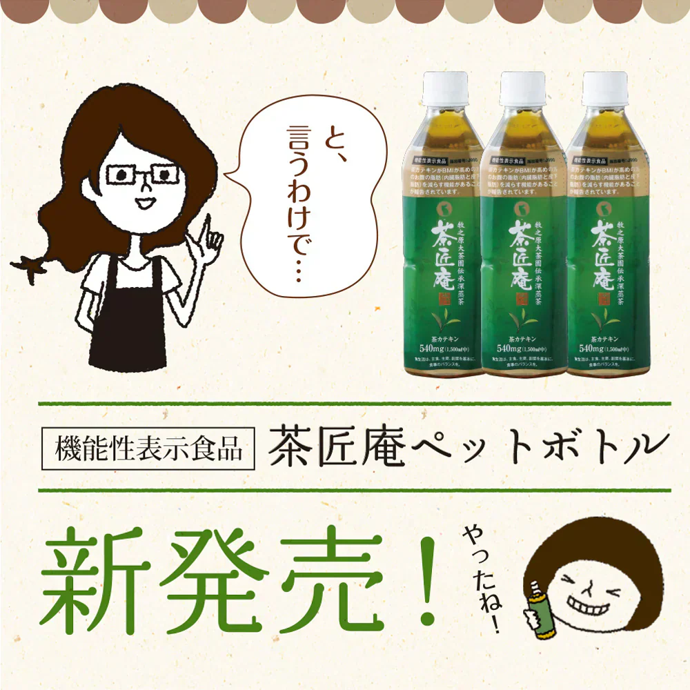 【機能性表示食品】茶匠庵 緑茶ペットボトル 500ml×24本