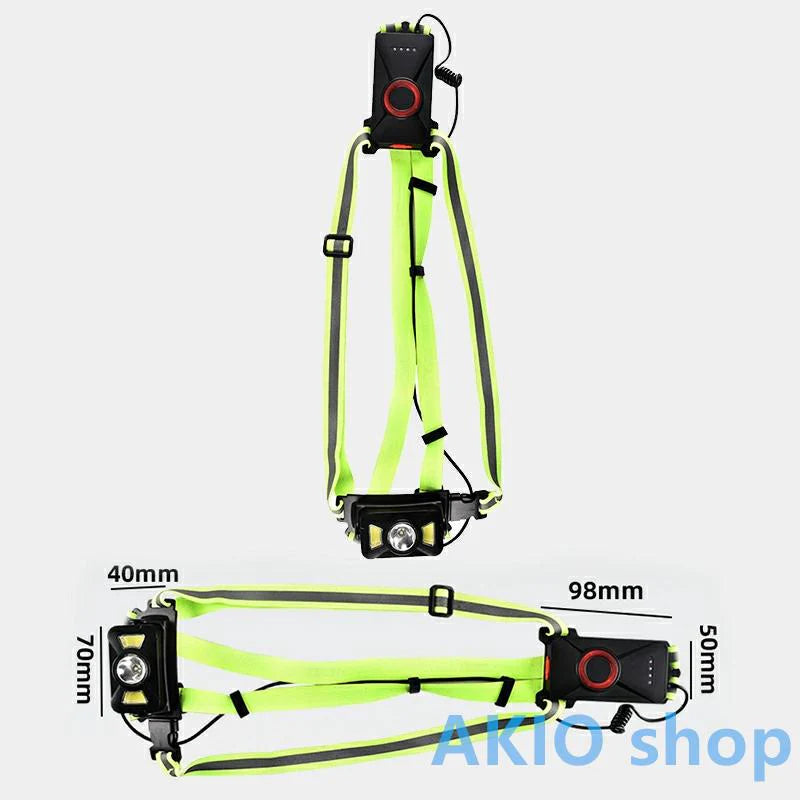 ナイトランニングライト LEDライト ボディーライト チェストライト ジョギングライト 夜間 5段階モード IPX65防水 2200mAh 警告灯 ランニング アウトドア