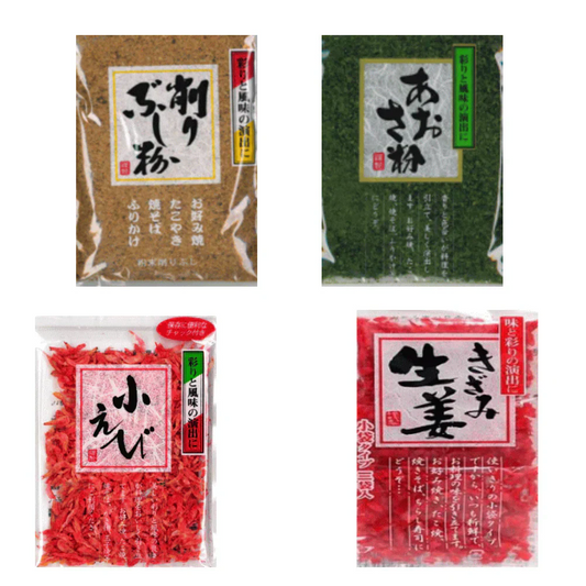 【50周年 記念企画】【粉もん・麺類に 香り 彩どり 味変トッピング乾物4種4袋】 あおさ 粉かつお 小えび きざみ生姜 栃ぎ屋 全国送料無料 ポスト投函