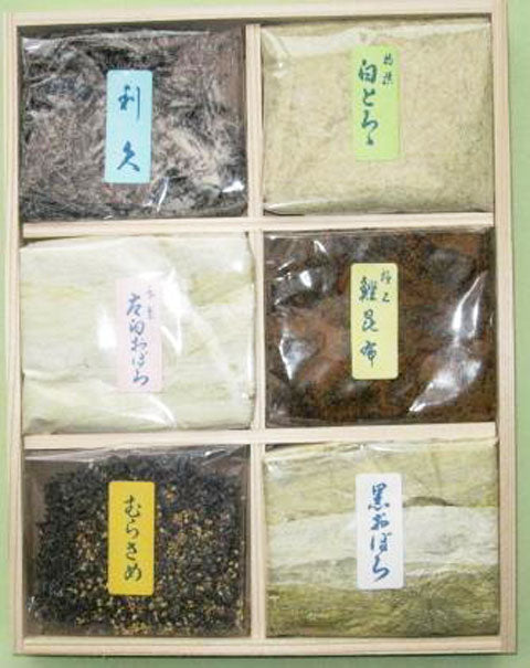 福井県特産品 おぼろ昆布 太白おぼろ、塩吹き昆布等６種詰合せ(W-6S)