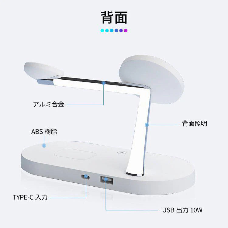 ワイヤレス充電器 5in1 ワイヤレス 充電器 3in1 最新版 iphone 急速充電 Qi対応 置くだけ 15W 充電スタンド iphone多機種対応Androidシリーズ/Type-Cシリー w230B(ホワイト)