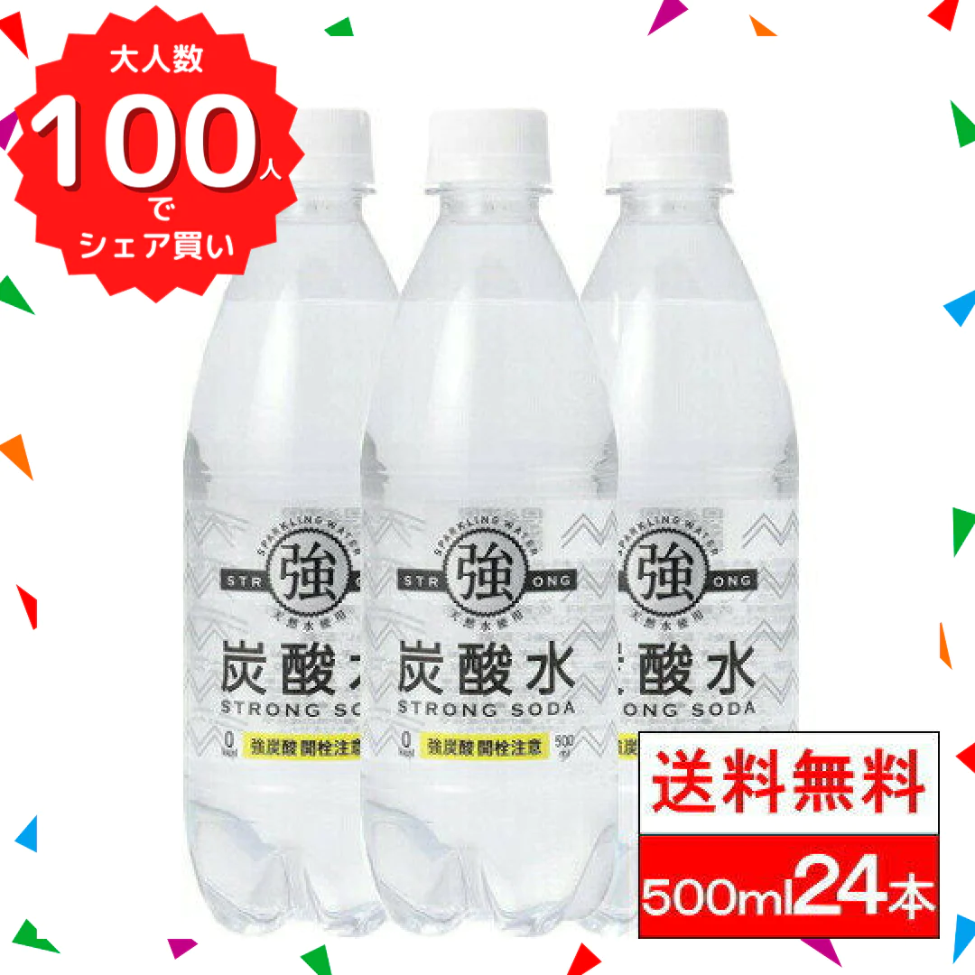 【ブラックフライデー大人数シェア買い】【1ケース】【送料無料】友桝飲料強炭酸水500ml×24本プレーン友桝