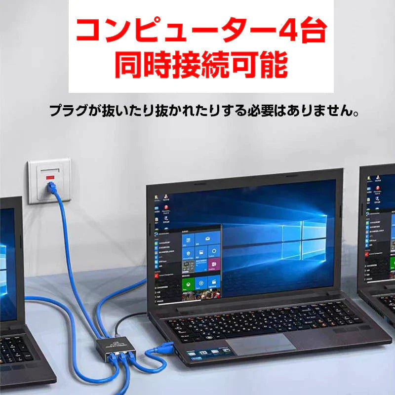 LAN分岐器 4ポート 1Gbps ギガ LANポート増設 拡張 アダプター RJ45 ラン中継コネクタ lanハブ ルーター ネットワークスプリッタアダプタ CAT5 CAT6 CAT7