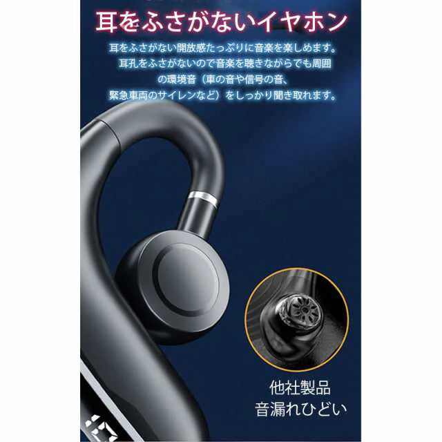ワイヤレスイヤホン耳掛け型 bluetooth5.2 ワイヤレス インナーイヤー 瞬間接続 低遅延 高音質 s074A(ブラック)