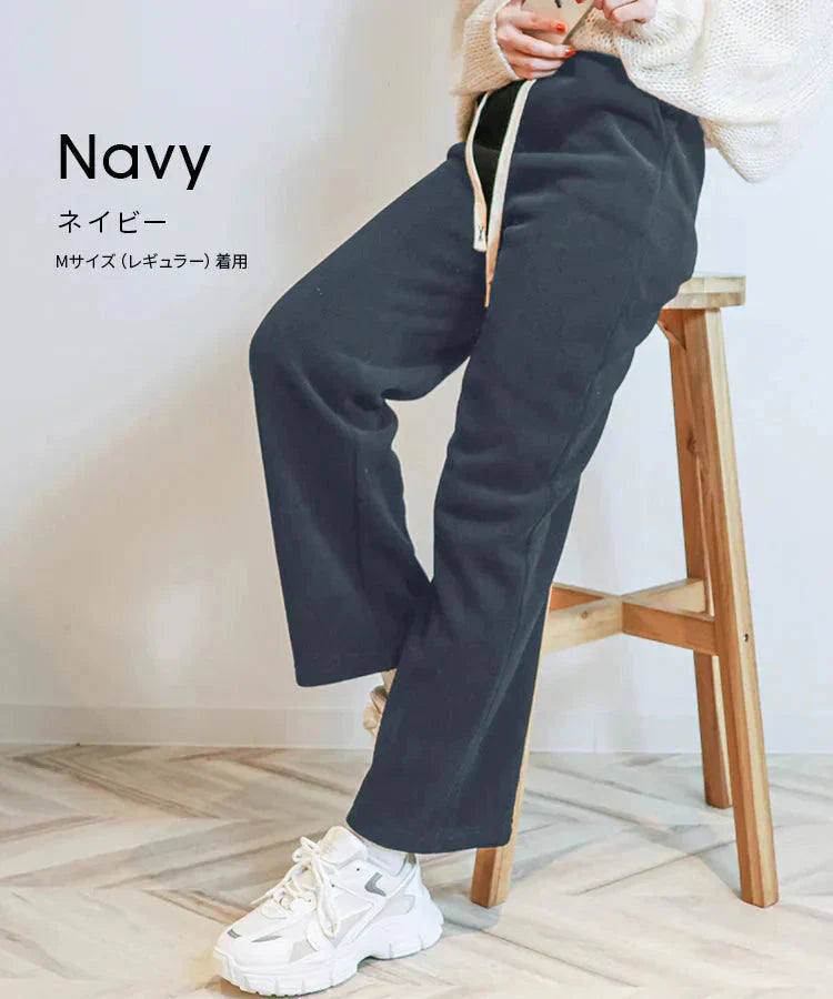 【LLサイズ/レギュラー】【アイボリー】 2024AW 裏起毛 パンツ レディース 秋 冬 ワイドパンツ ロング丈 あったか 暖かい 裏起毛パンツ シンプル カジュアル 可愛い 無地 楽ちん 体型カバー ズボン ゆったり リブ ワイド パンツ ルームウェア ウエストゴム M L LL
