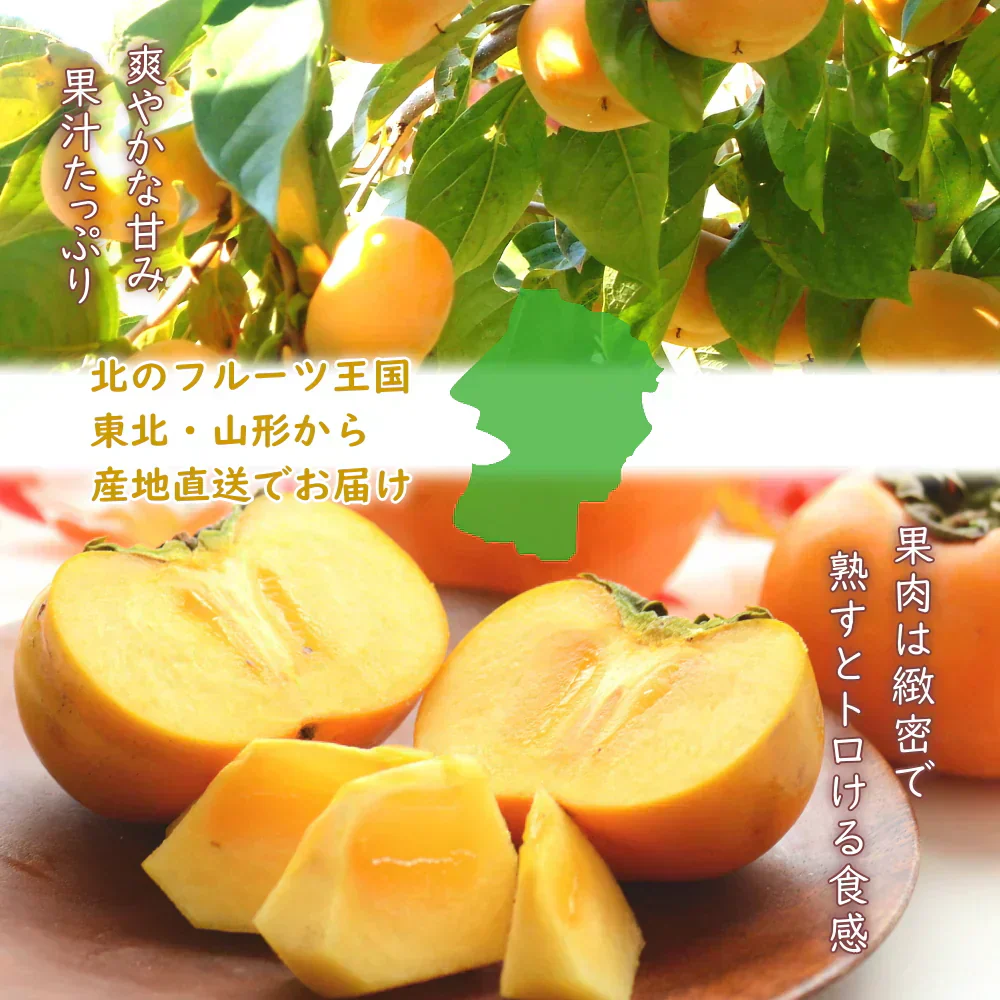 【11月上旬-下旬頃ご注文受付順次】訳あり庄内柿7.5kg前後バラ詰め　種なし柿を産地直送でお届け！ご家庭用にちょっと訳あり柿を特盛りで届け