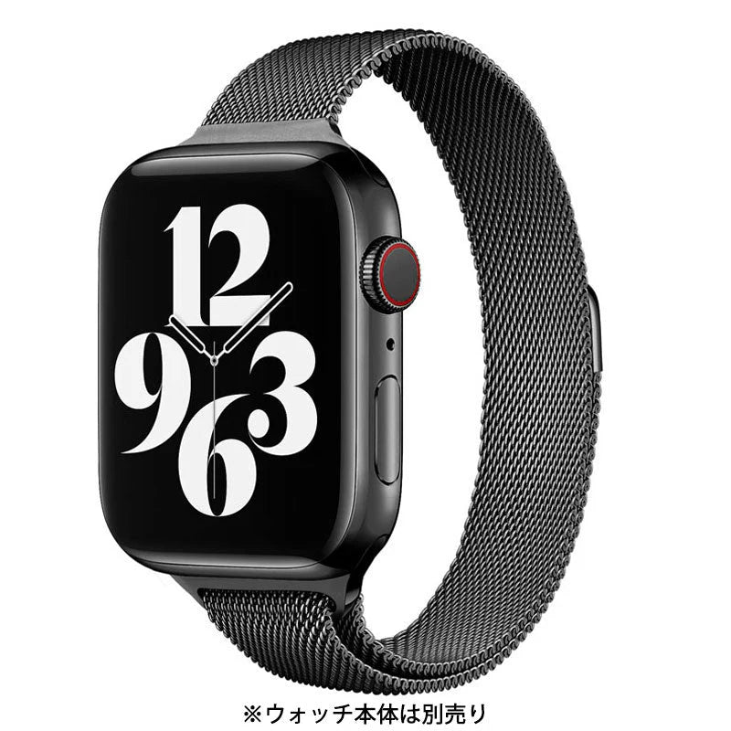 アップルウォッチ用 ブラック 42-45mm ステンレス ベルト 1本 apple watch ループ 磁気で締める マグネット iWatch おしゃれ 男女兼用 チェーン series7 6 5 4 3 2 1 SE