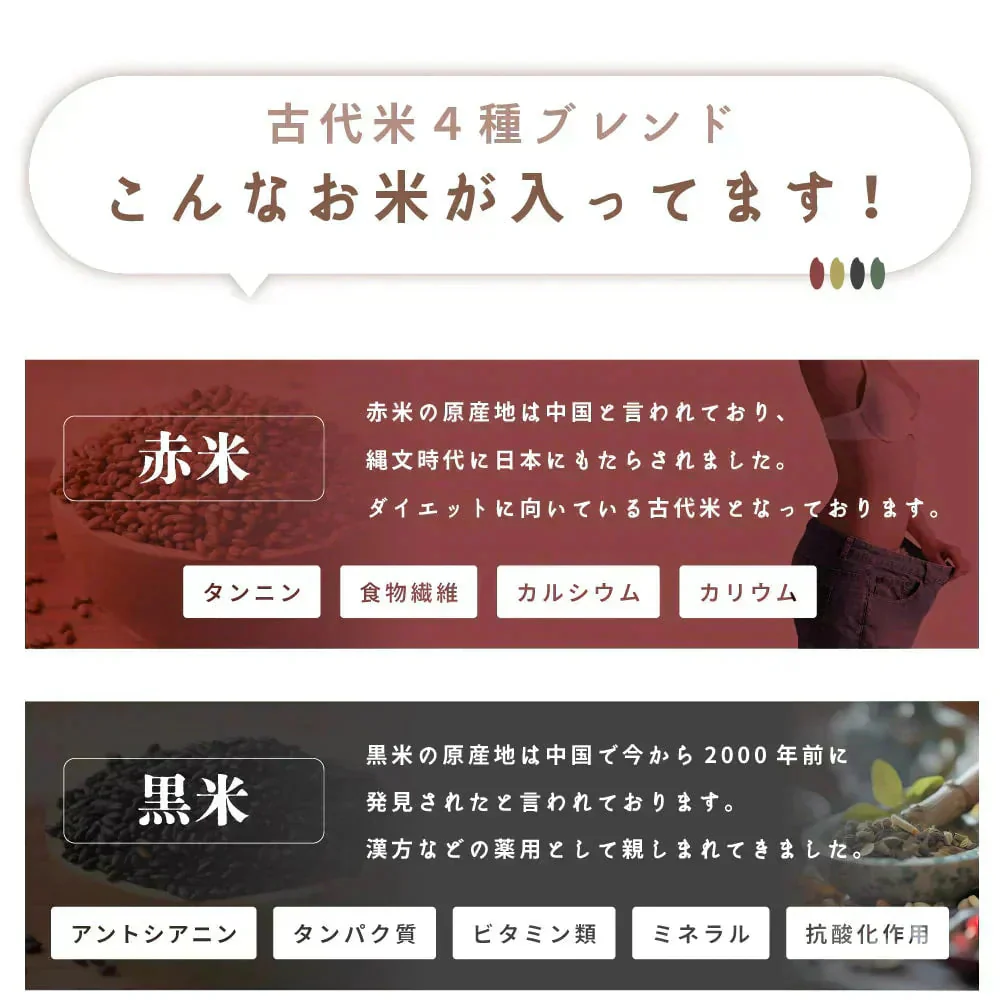 お米と雑穀米のご飯 【無洗米雑穀】古代米４種ブレンド 8kg(400g×20袋) (赤米/黒米/緑米/発芽玄米) 計量不要でそのまま炊ける 雑穀米と白米のご飯 無添加 無着色