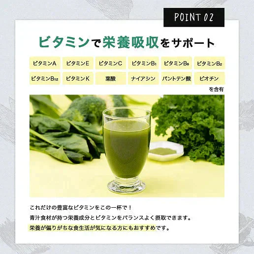 【美容・栄養成分入り】青汁｜ビタミン12種 30包 約1ヶ月分 プラセンタ 大麦若葉 抹茶 ケール 桑の葉 乳酸菌500億個 食物繊維 ビタミンA ビタミンC 葉酸 ヒアルロン酸 栄養機能食品 国産 送料無料