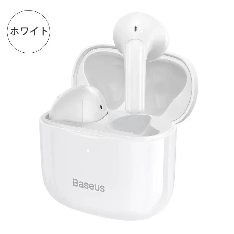 即納商品 ワイヤレスイヤホン BASEUS Bluetooth 5.3 ブルートゥースイヤホン 耳掛け型 軽量 高音質 正規品 安心保証 簡単ペアリング 急速充電対応 IP64防水仕様 w050A(ホワイト)