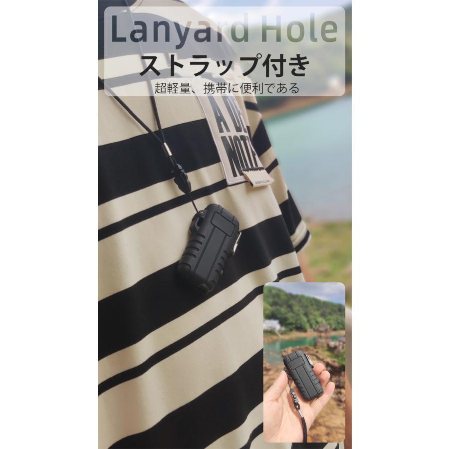 ライター 防水機能 静音 防風 電量表示 ノズルは自在に曲げられる 三つ照明モード ストラップ付き TYPE-C充電 s086D(オレンジ)