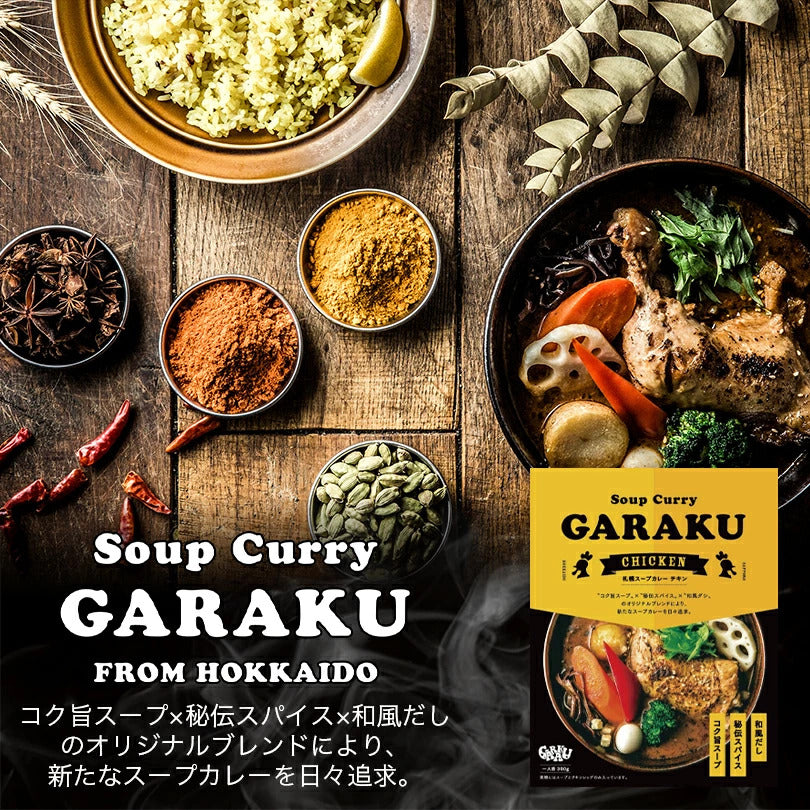 GARAKU 札幌スープカレー チキン 1食×2個 レトルト 送料無料有 カレー スープカレー ガラク 専門店 有名店 北海道 お土産 ギフト お取り寄せ グルメ チキンレッグ 御中元 御歳暮