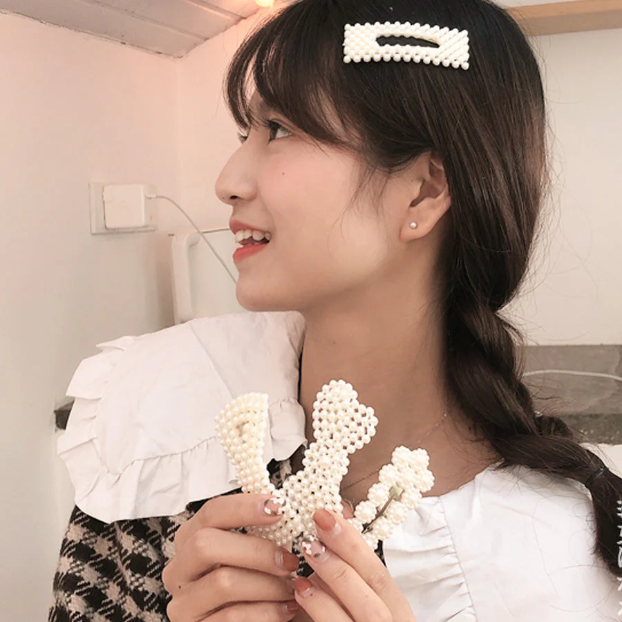 (セット)ヘアピン5点セット ランダム パール ヘアクリップ スリーピン パールヘアピン ヘアアクセサリー