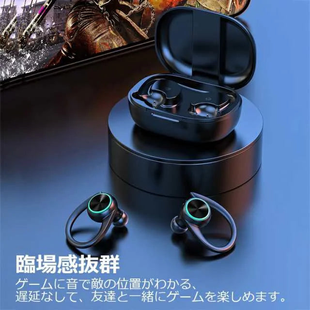イヤホン 耳を塞がない ワイヤレス bluetooth 5.3 ランニング オープンイヤー ワイヤレスイヤホン ジョギング イヤーカフイヤホン 耳掛け式 マイク 高音質 w602D(ゴールド)