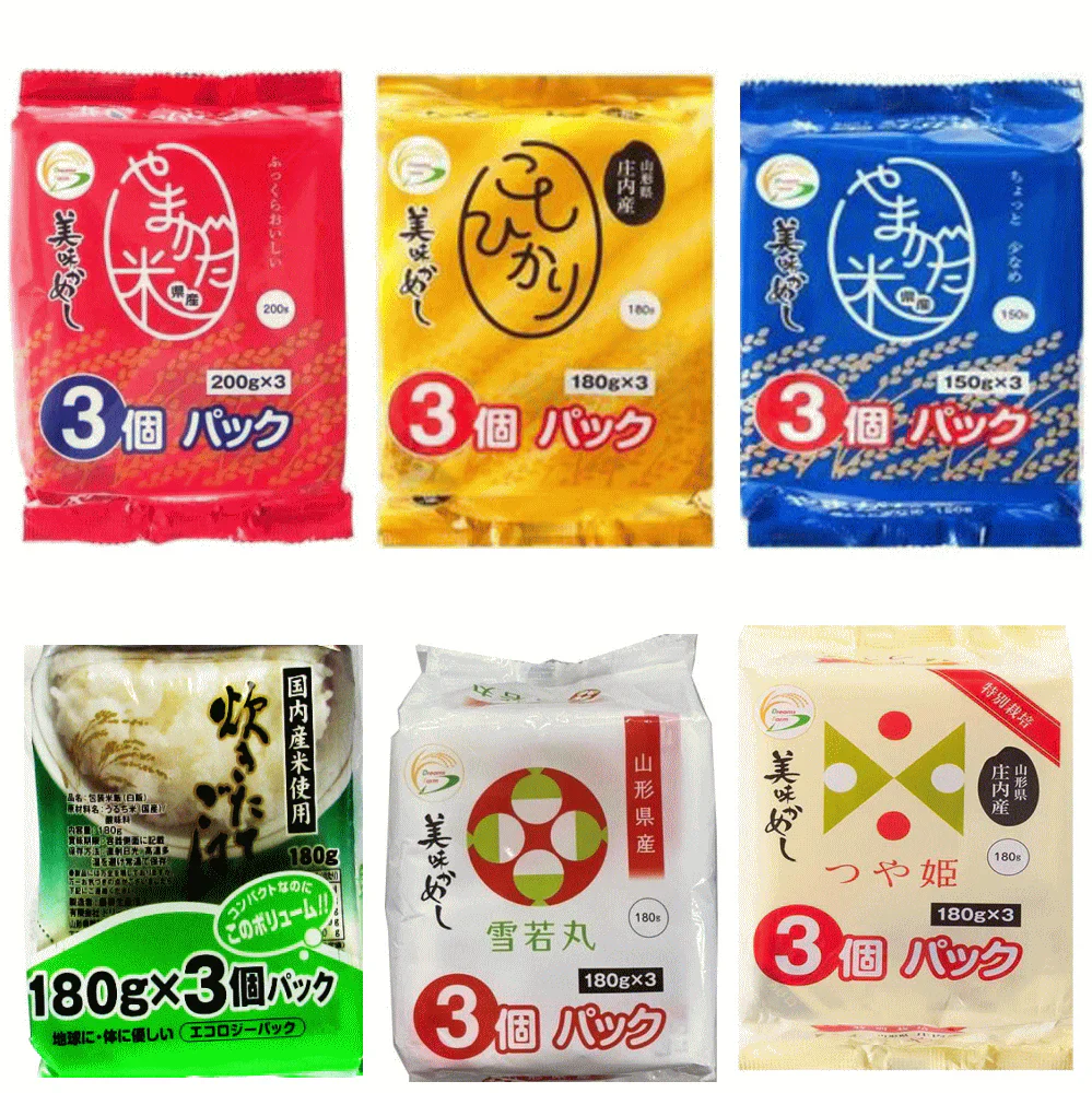 【パックご飯 セット買い】 【まとめ買い特典付き】  ドリームズファーム 美味かめし 山形県産米 つや姫 コシヒカリ 雪若丸 炊きたてごはん 150～200ｇ 18食 保存食 非常食に