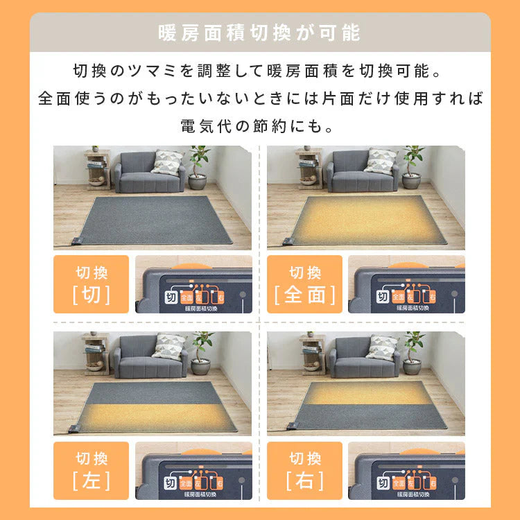 【カートアップNG】ホットカーペット 2畳 省エネ 本体 TEKNOS 電気カーペット コンパクト ホットマット 電気マット 省エネ 正方形 切り忘れ自動OFF ダニ退治機能付 簡単操作 温度調節 コンパクト収納 グレー