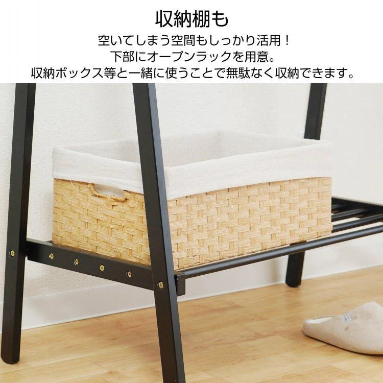 ハンガーラック 「ブラック」 スリム 幅70cm おしゃれ 耐荷重30kg 頑丈 洋服かけ 収納棚 衣類収納 多機能ラック ハンガー ラック コート掛け 木製 シンプル 収納 材質 竹 sg159-bk