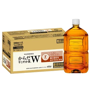 コカコーラ からだすこやか茶W ラベルレス 1.05LPET×24本［12本×2箱］［特定保健用食品］［賞味期限：4ヶ月以上］［送料無料］【2?3営業日以内に出荷】【エコ得】