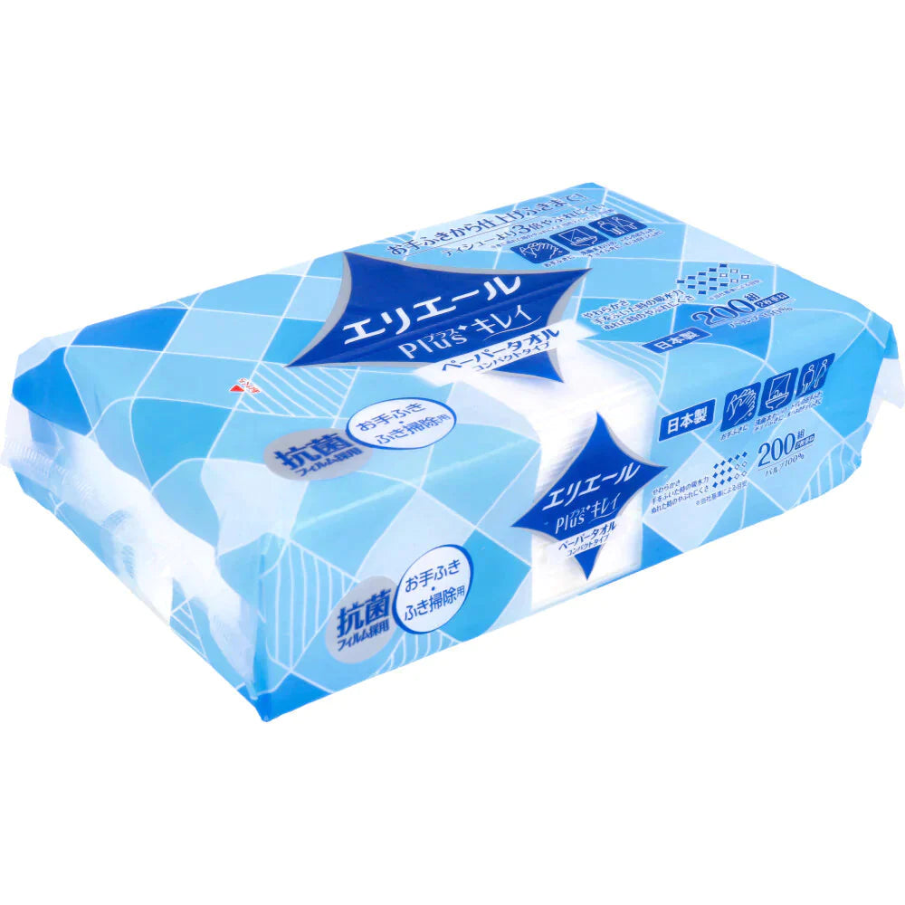 ペーパータオル エリエールPlus+ コンパクトタイプ 200組400枚入 X12パック