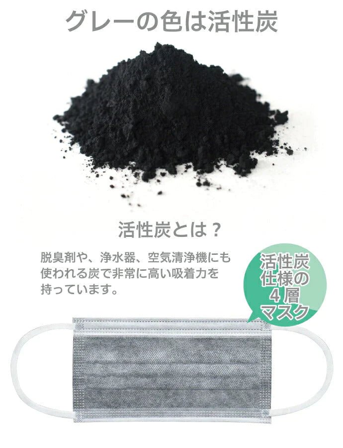 TR3 活性炭4層 コンフォートマスク (グレー) お試し2枚セット (レギュラーサイズ・Sサイズ各1枚) マスク 花粉 活性炭マスク ウイルス対策