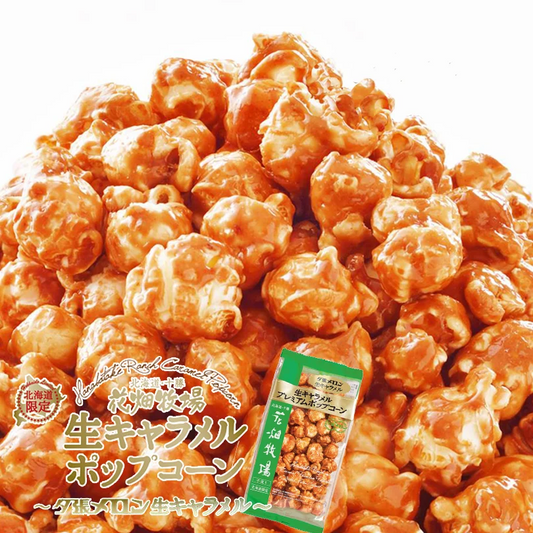 花畑牧場 プレミアムポップコーン 夕張メロン生キャラメル 90g 10個セット 送料無料 北海道産 お菓子 おやつ 手造り お土産 手土産 プレゼント 贈り物 お茶請け メロン果汁