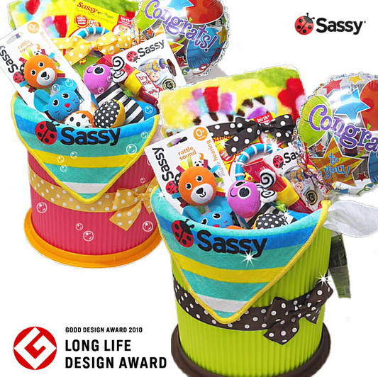 売れ筋で便利なオムニウッティのバケツにSASSYのベビーアイテム【Ｓサイズ/ピンク】出産祝い/ギフト/おむつボックス