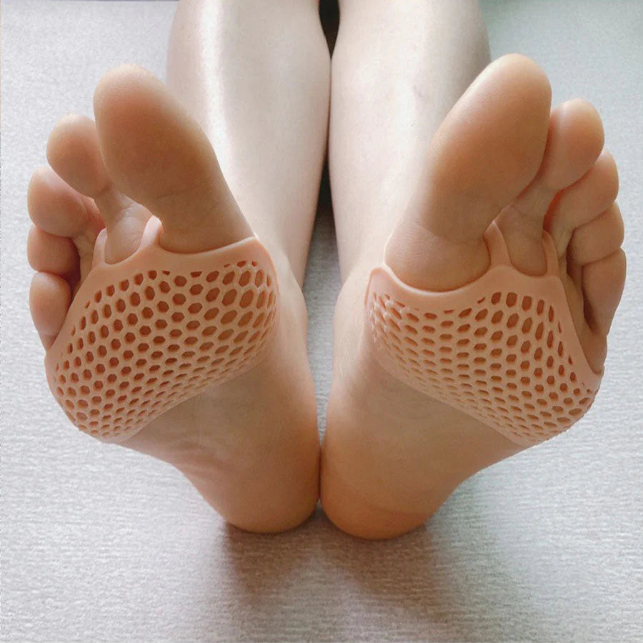 (ベージュ)足裏保護パッド シリコン つま先カバー 外反母趾サポーター 足指保護 足裏痛み緩和 ジェルクッション タコ マメ