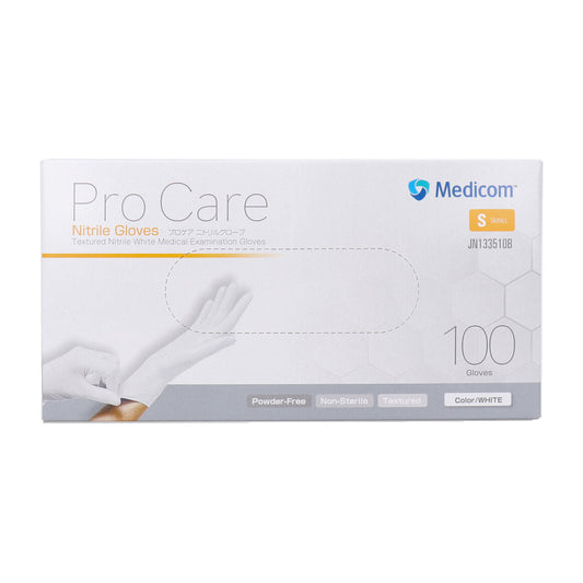 メディコム プロケア ニトリルグローブ ニトリルゴム製 パウダーフリー ホワイト Sサイズ 100枚入り X4箱