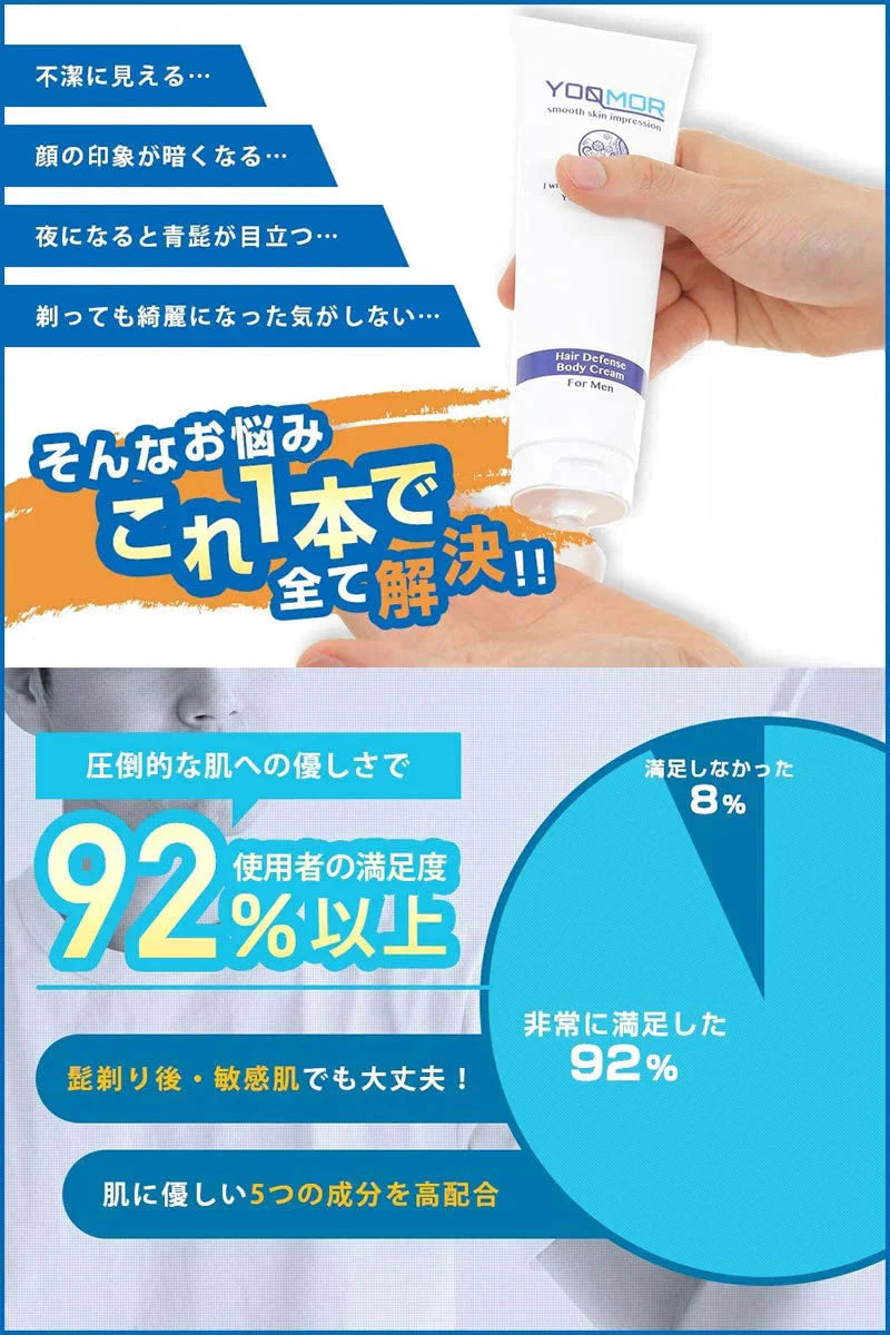 【140g】YOQMOR 青ひげ対策クリーム 日本製 青髭 ローション スキンケア ヨクモア ヘアーリデューシングクリーム 化粧水 ケア 髭そり ヒゲ 敏感肌 乾燥肌 モテ肌 メンズ レディース 男性用 女性用 化粧品 送料無料