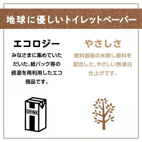 トイレットペーパー 丸富製紙 無漂白ピュアブラウン ダブル37.5m 8ロールＸ8パック