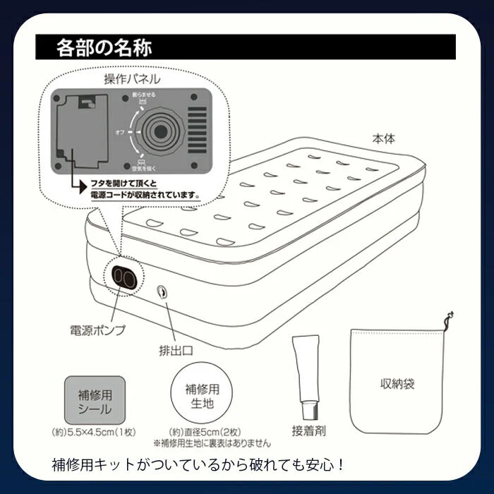 【ダブル】NEW エアーベッド 簡易ベッド シングル/ダブル 極厚46cm 電動 普段使い 災害 防災グッズ 来客用 マットレス エアーマットレス コンパクト 収納 軽量