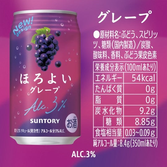 【送料無料】サントリー ほろよい ぶどう 350ml×3ケース/72本