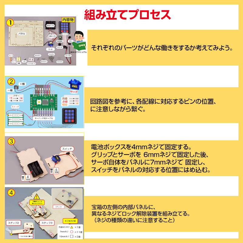 子供用 パスワード付き宝箱 組立キット 宝石箱 金庫 秘密 ミニロッカー 貯金箱 収納ボックス 工作 おもちゃ 小物入れ プレゼント 知育玩具 夏休み